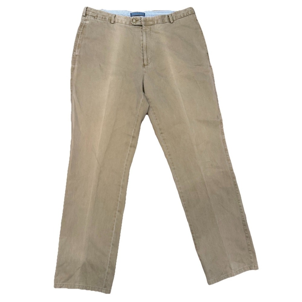 Peter Millar Pants Mens 38 Tan Pima Cotton Chino Straight Leg Flat‎ Front